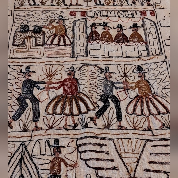 Vintage Folk Art Handmade Embroidered Peruvian Woven Tapestry Art - Pre- loved - Picture 10 of 12